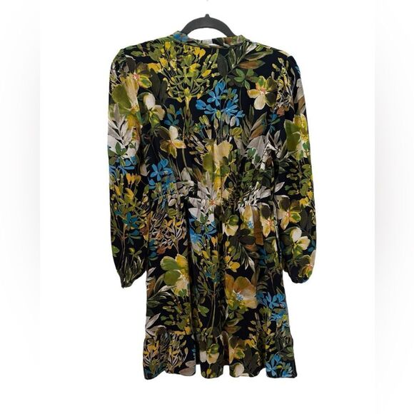 J.Crew 100% Silk Watercolor Floral Ruffle A-Line Dress Pockets size S - Picture 4 of 5